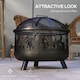 image 7 of Outsunny Metal Firepit Bowl Outdoor 2-In-1 Round Fire Pit with Lid, Grill, Poker, Handles for Garden, Camping, BBQ, Bonfire, Wood Burning Stove, 61.5 x 61.5 x 52cm, Black