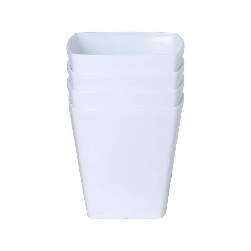 image 1 of Wham studio 4x 14cm Square Plastic Planter | White | Ice White