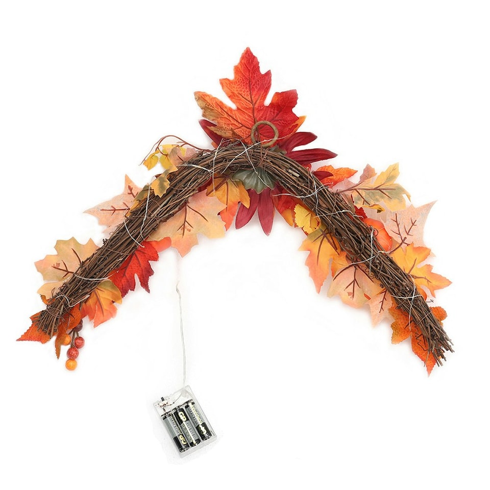 image 1 of Living and Home Maple Leaves Halloween Sunflower & Pumpkind Garland
