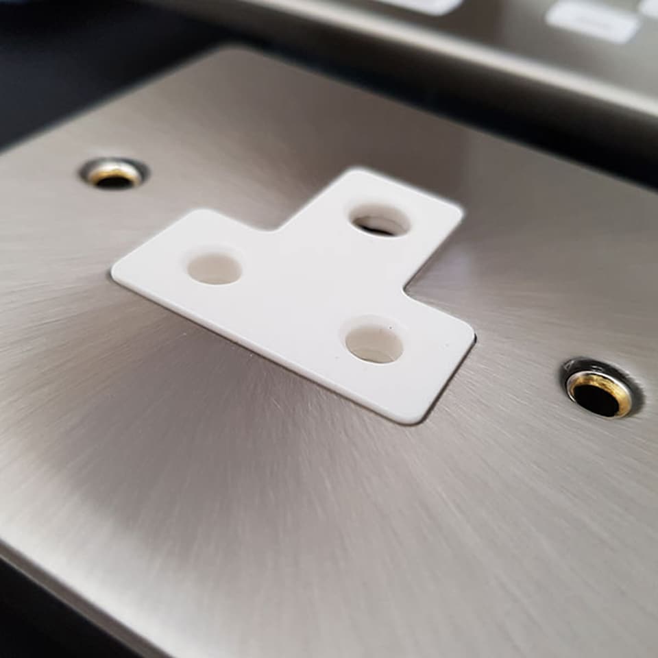 image 1 of SE HOME Satin Brushed Chrome 2 Gang 13A 2 USB Twin Double Switched Plug Socket | Chrome | Satin Chrome