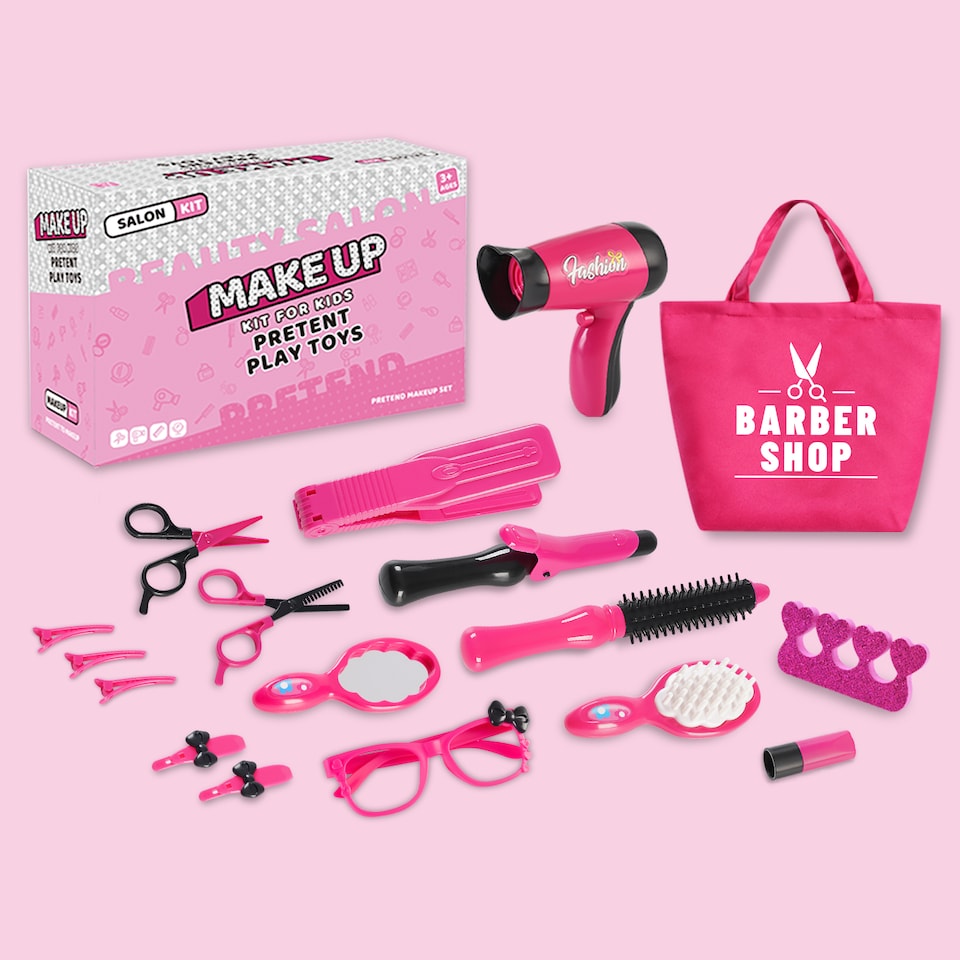 image 1 of Pretend Play Fashion Hairdressing Set with Barber Shop Bag – Style & Fun On The Go!