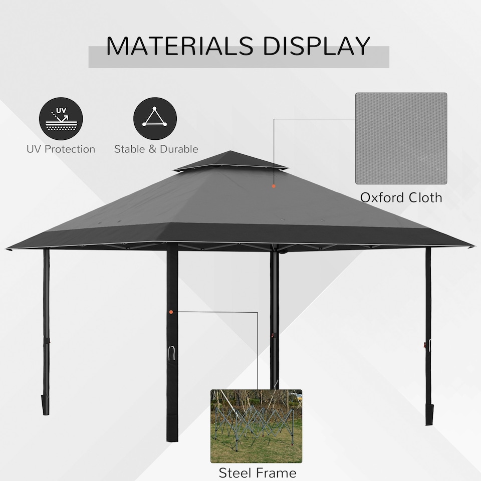 image 1 of Outsunny 4m x 4m Outdoor Pop-Up Canopy Gazebo Adjustable Legs Bag