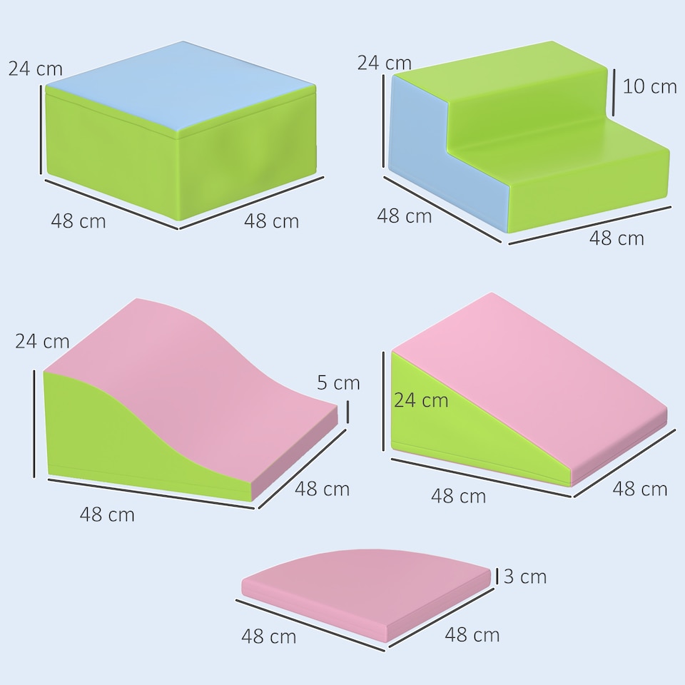 image 1 of HOMCOM 6 Piece Soft Play Equipment for Kids Climb and Crawl, Pink