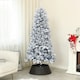 image 2 of HOMCOM 6 Foot Artificial Blue Snow Flocked Christmas Tree with Hinged Branches