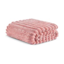 Ribbed Jacquard Fleece Blanket Throw 200x240cm - Soft & Cosy Bed Throw