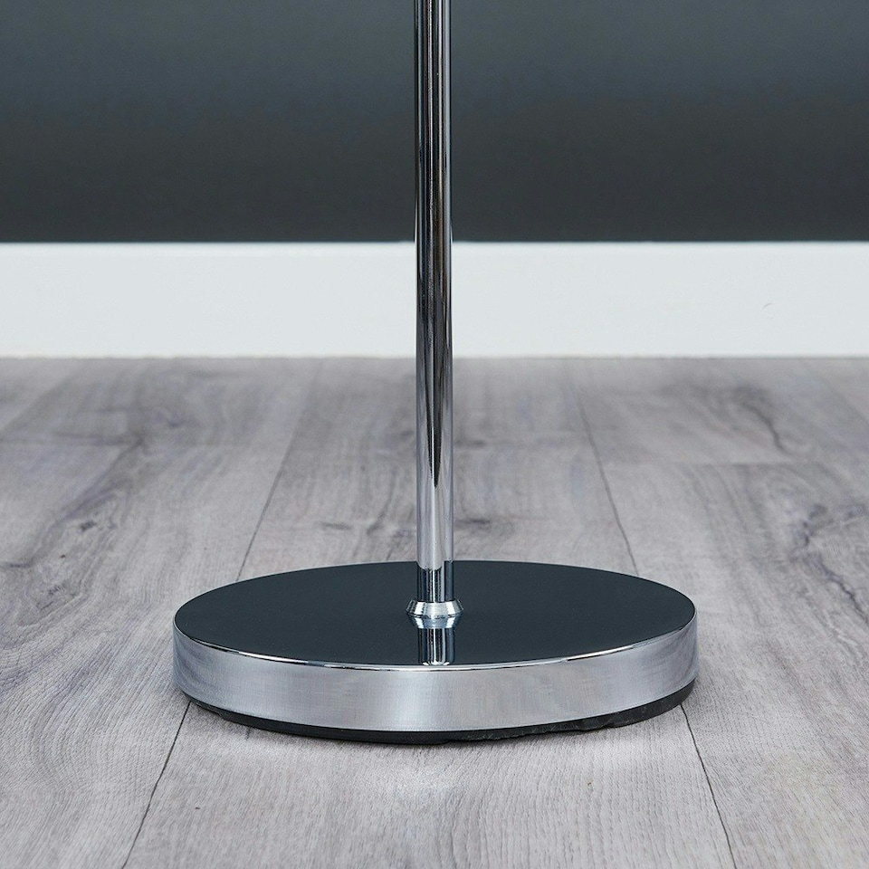 image 1 of ValueLights Charlie Chrome Floor Lamp Grey Shade & Bulb