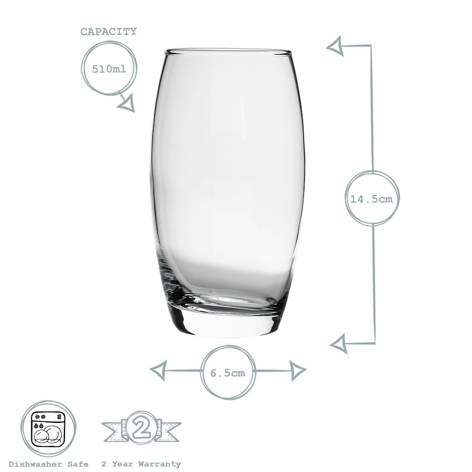 image 1 of LAV Empire Highball Glasses - 510ml - Clear - Pack of 6 Clear