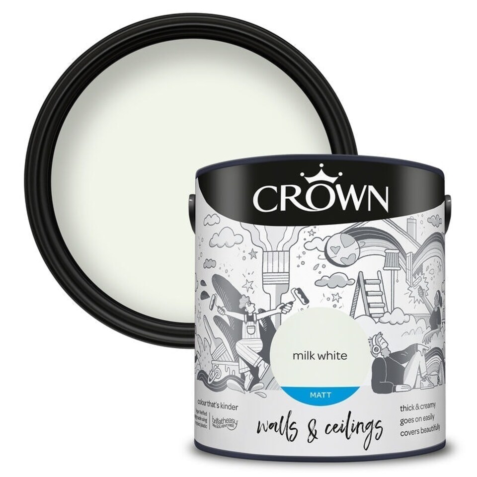 image 1 of Crown Walls & Ceilings Matt 2.5L Milk White