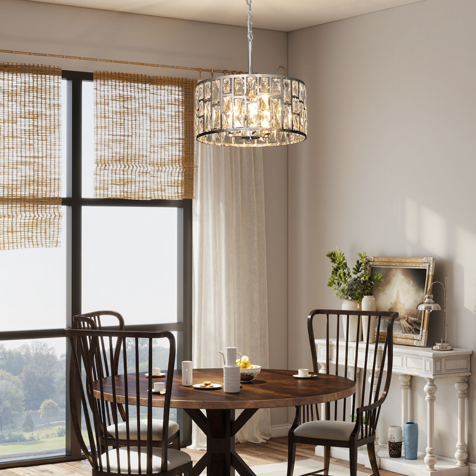image 1 of HOMCOM Flush Mount Ceiling Light, 3-Light Crystal Chandelier for Living Room | Silver