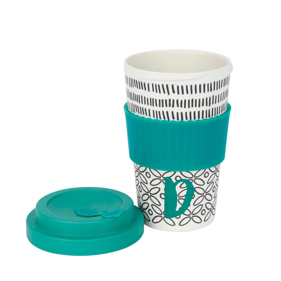 image 1 of KitchenCraft 410ml Bamboo A to Z Letter "D" Reuseable Mug Multi