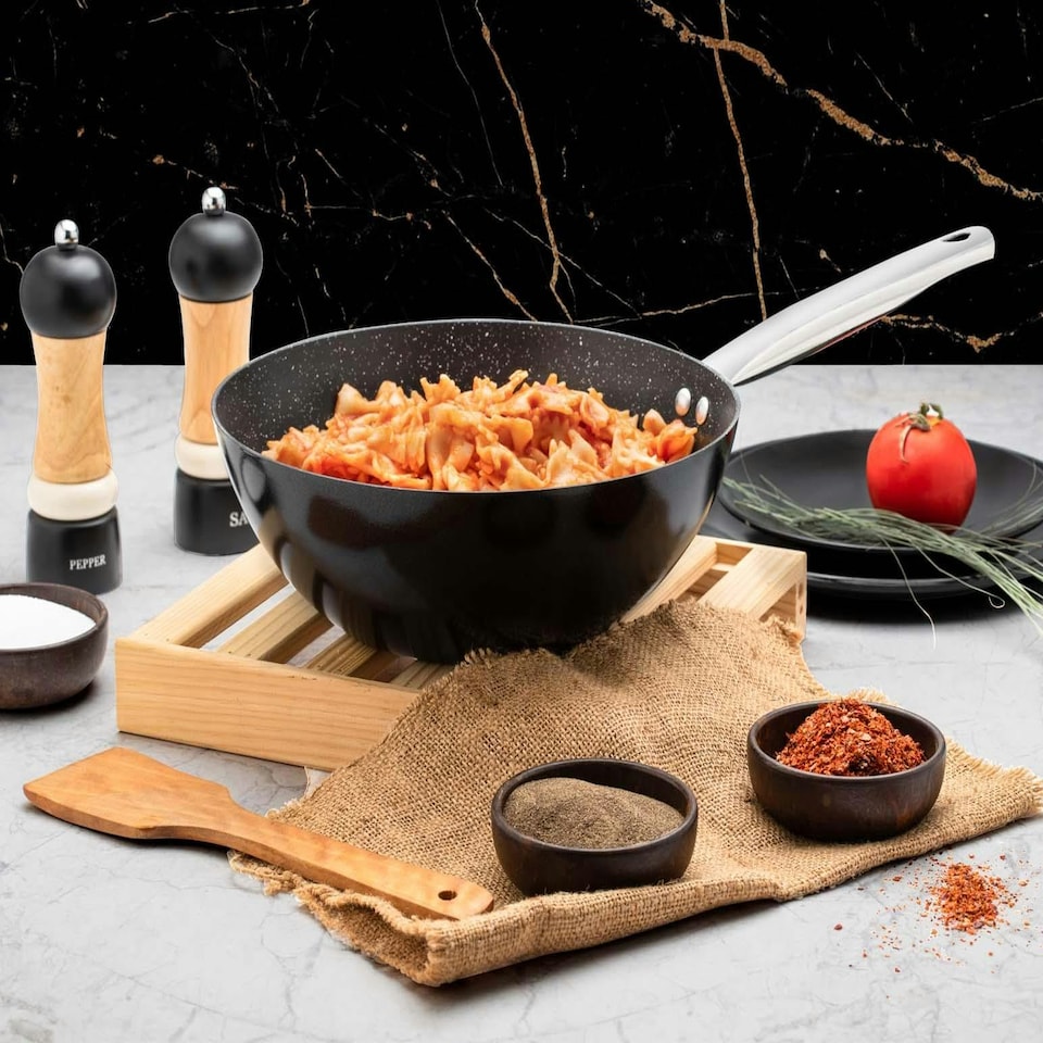 image 1 of Zest Gusto Collection Non-Stick Granite Wok Pan - 24 cm Wok Pan (2.7 Lt)