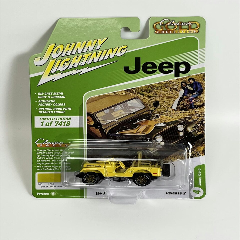 image 1 of Jeep CJ5 Sunshine Yellow 1:64 Scale Johnny Lightning JLCG025B