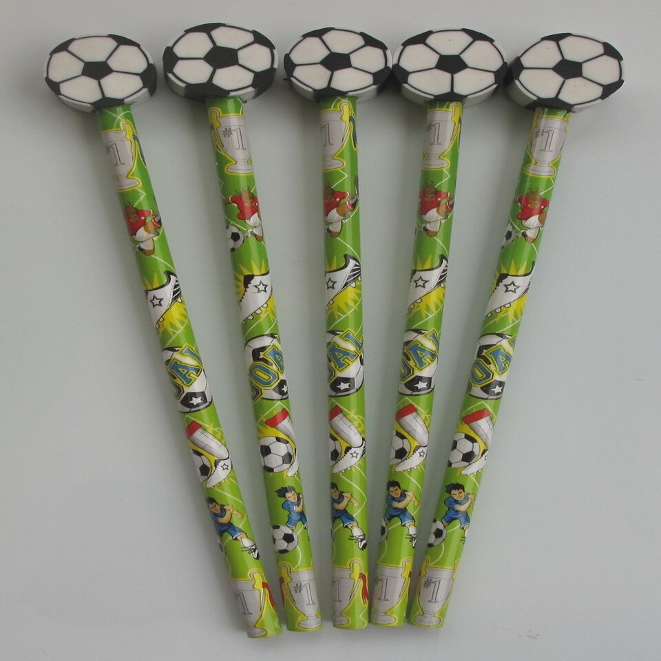 FOOTBALL PENCIL W/ERASER TOPPER  24S - Party Favours