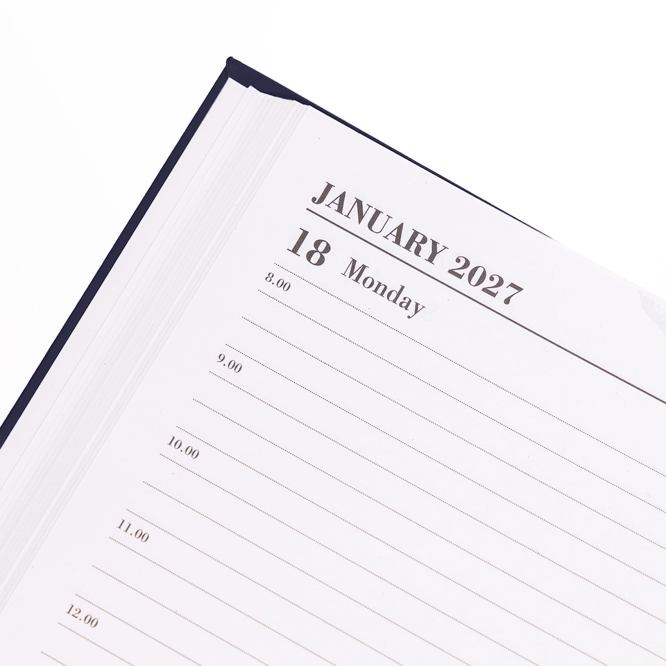 image 1 of 2026 2027 Academic Diary A4 Page a Day - Mid Year Hardback Planner From August 2026 to July 2027 - Student Teacher School Organiser with Ribbon Bookmark (A4, Navy)
