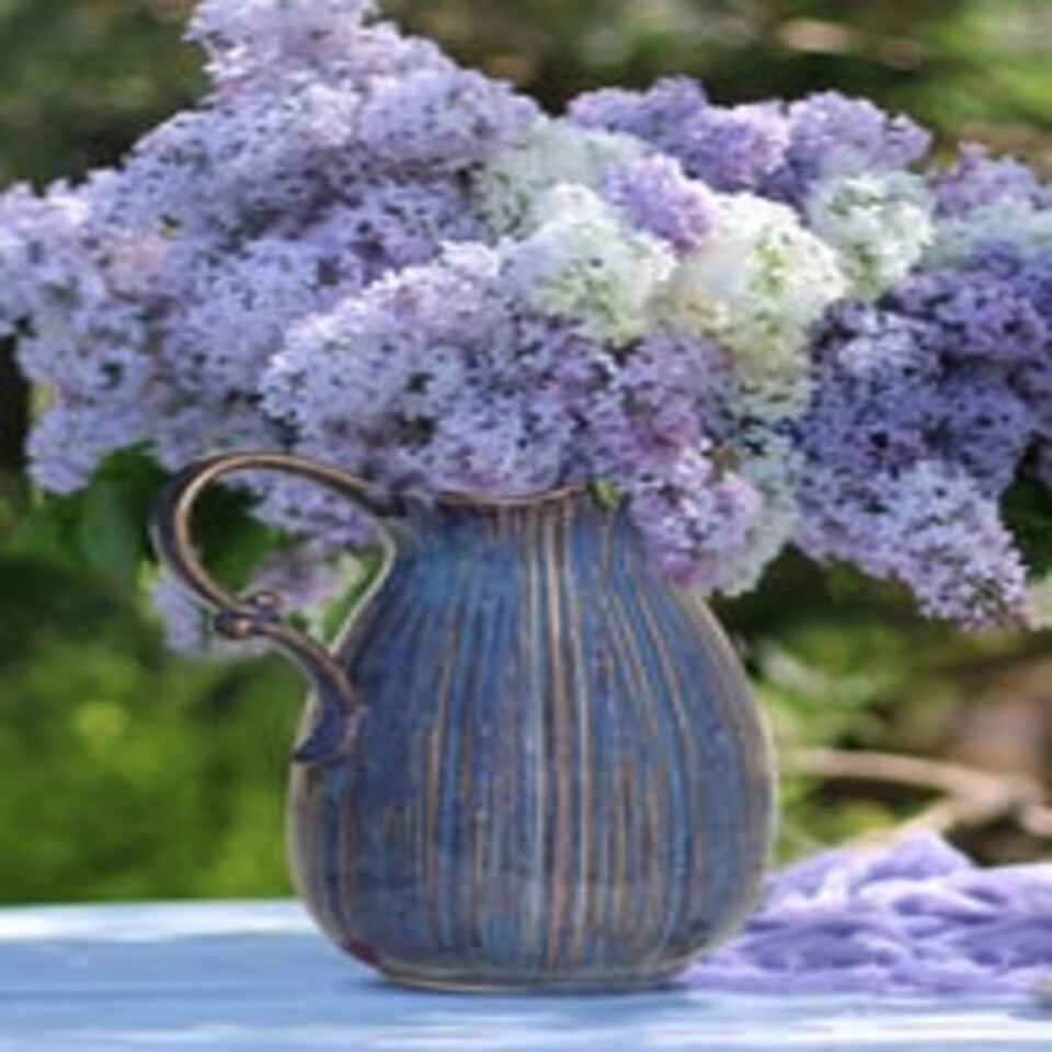 image 1 of Aegean Blue Fluted Pitcher Jug Vase Blue