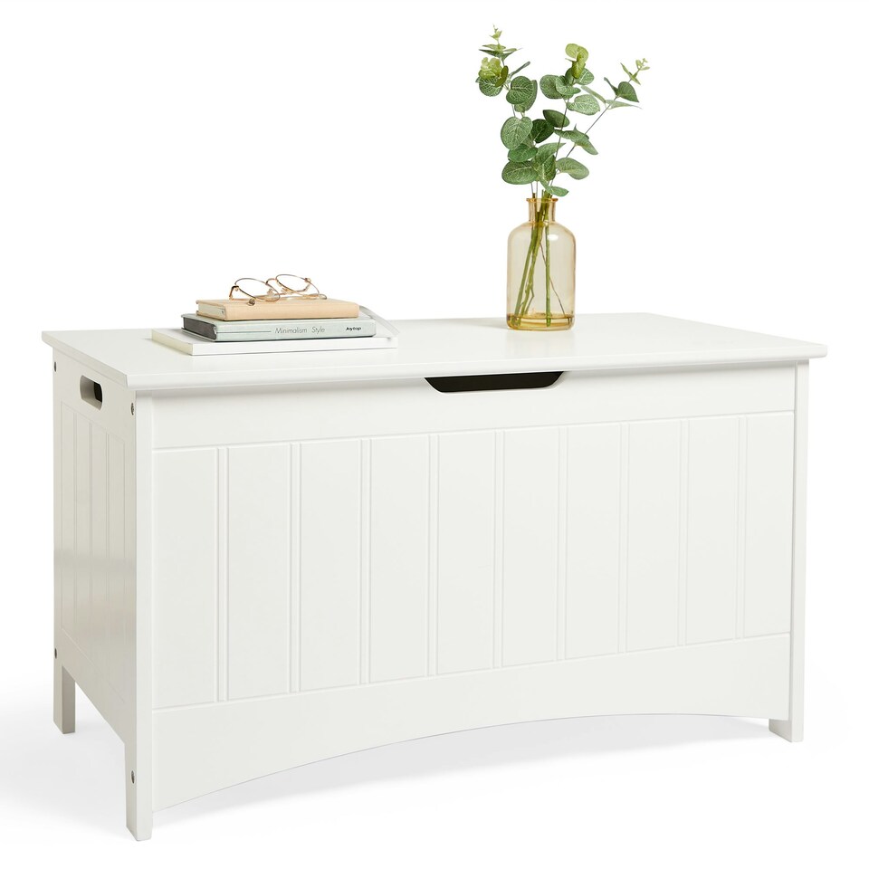 image 1 of VonHaus Holbrook White Storage Chest with Hinged Lid