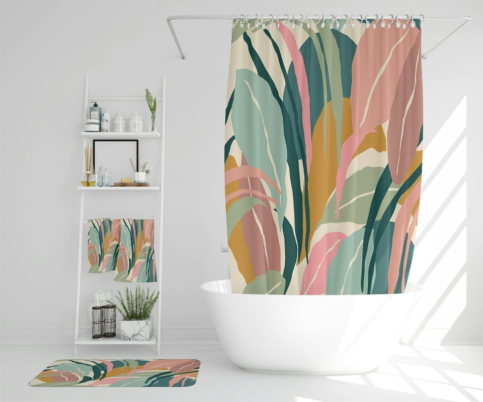 image 1 of artistic abstract leaves (Bathroom Set)