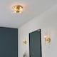 image 4 of Talo Bathroom Multi Arm Glass Semi Flush Ceiling Lamp, Satin Brass Plate, Ribbed Glass, IP44