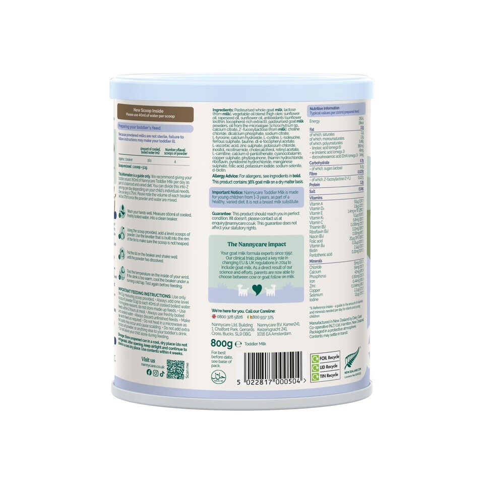 image 1 of Nannycare Toddler Goat Milk Formula - Stage 3 (800g - box of 6)