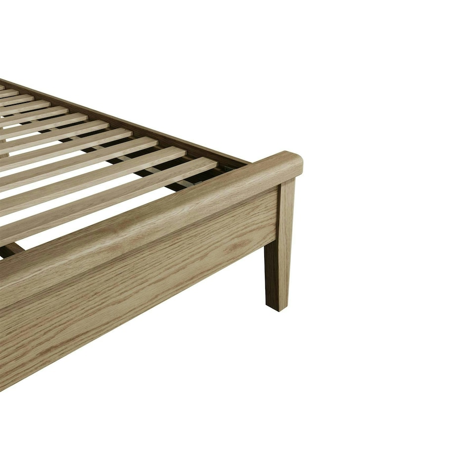 image 1 of Holcombe Solid Wood Double Bed Frame Wooden Slats Bedroom Furniture Smoked Oak