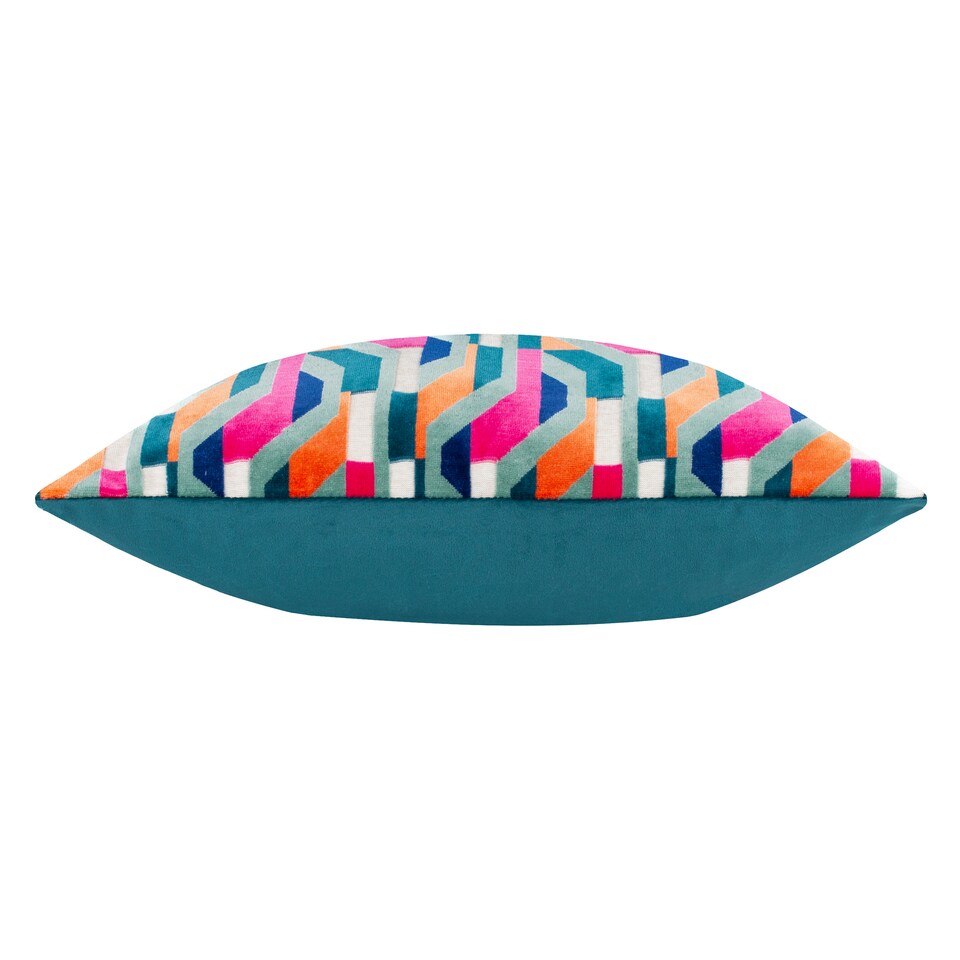 image 1 of Furn Metro Prism Velvet Cushion | Multi | Multicolour
