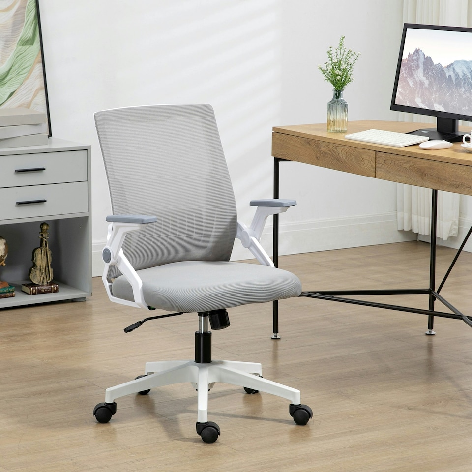 image 1 of Vinsetto Mesh Office Chair for Home with Lumbar Support, Flip-up Arm
