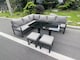 image 1 of Fimous Aluminum Outdoor Garden Furniture Corner Sofa Adjustable Rising Lifting Table Sets Dark Grey Black Tempered Glass 8 Seater