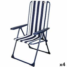 Folding Chair Aktive Striped White Navy Blue 46 x 101 x 59 cm (4 Units) N/A