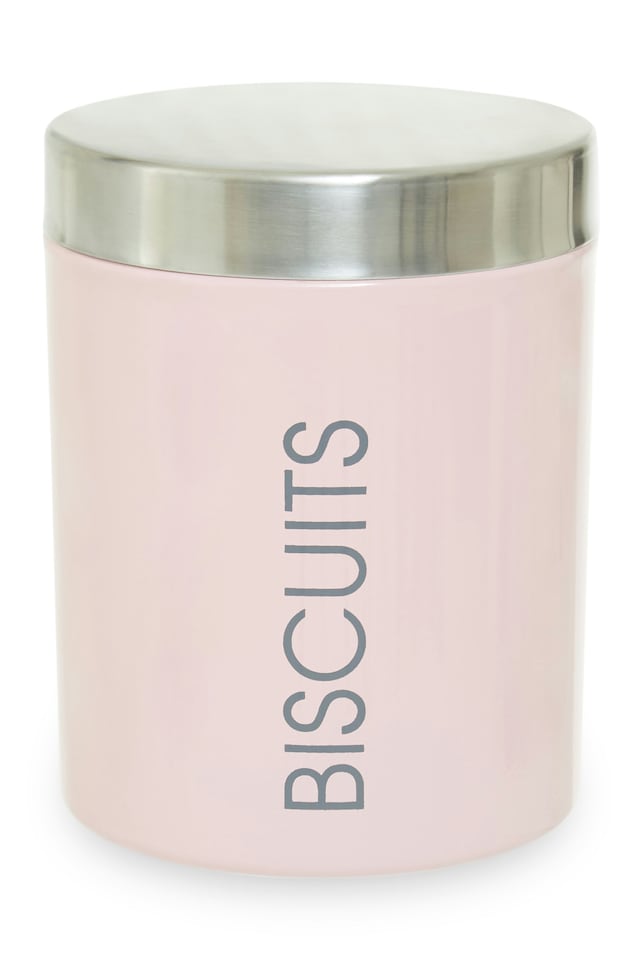 image 1 of Interiors By Premier Functional Design Light Pink Biscuit Canister, Chic Design Metal Canister, Durable Stainless Steel Canister