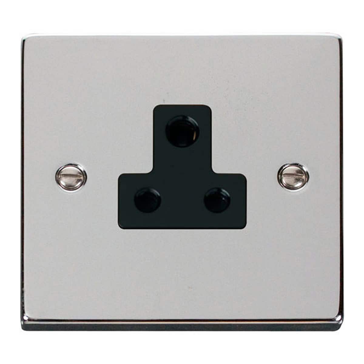 SE HOME Polished Chrome 1 Gang 5A Round Pin Socket Chrome Polished Chrome