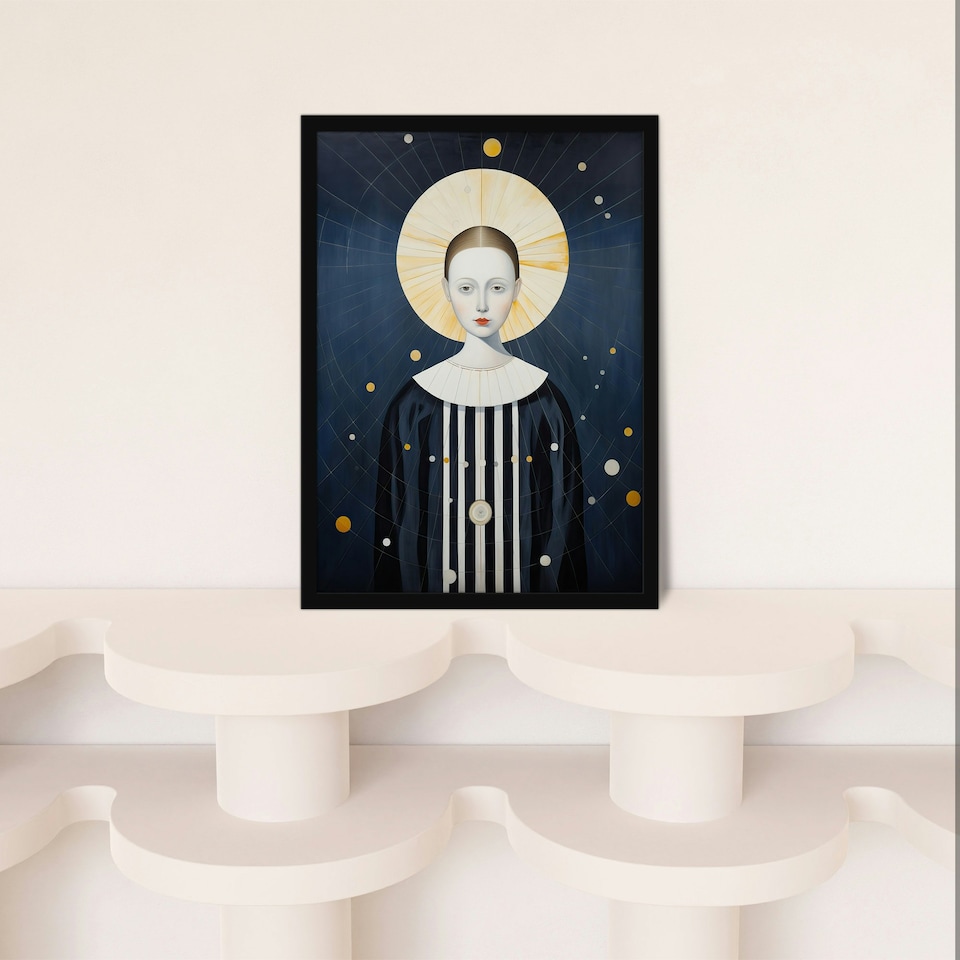 image 1 of Divine Feminine Cosmic Order Angel Home Decor Black Framed Wall Art Print A4