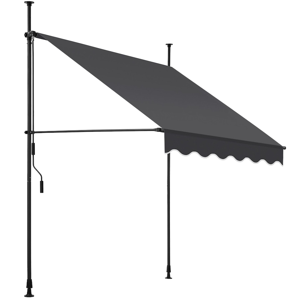 image 1 of Awning with hand crank - pressure fitted , height adjustable | Black | black/grey | 150 x 180 cm | 1