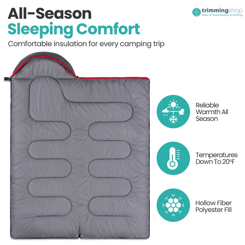 image 1 of 300GSM Sleeping Bag for Adults, Waterproof Camping Gear - 4 Season