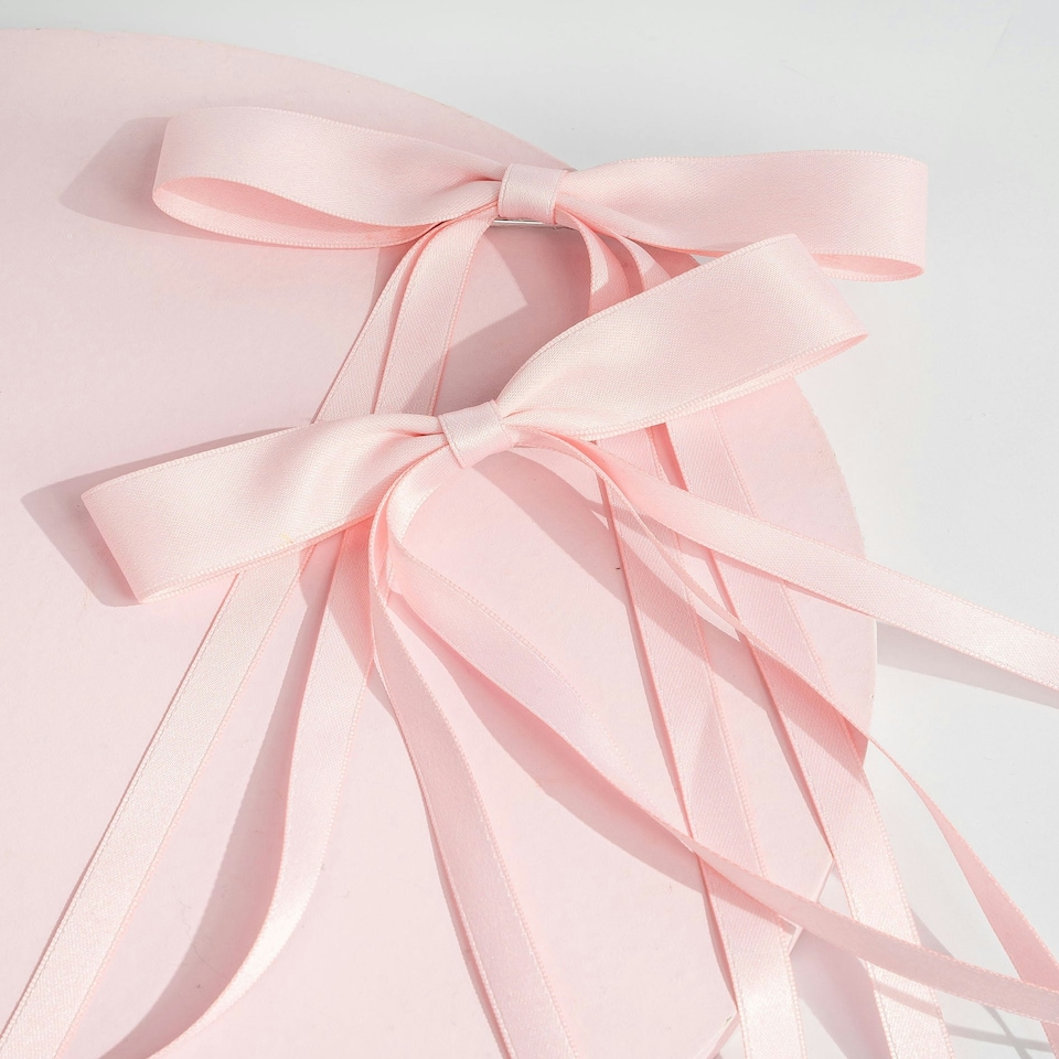 image 1 of Brushworks Satin Hair Bow Duo – Pink