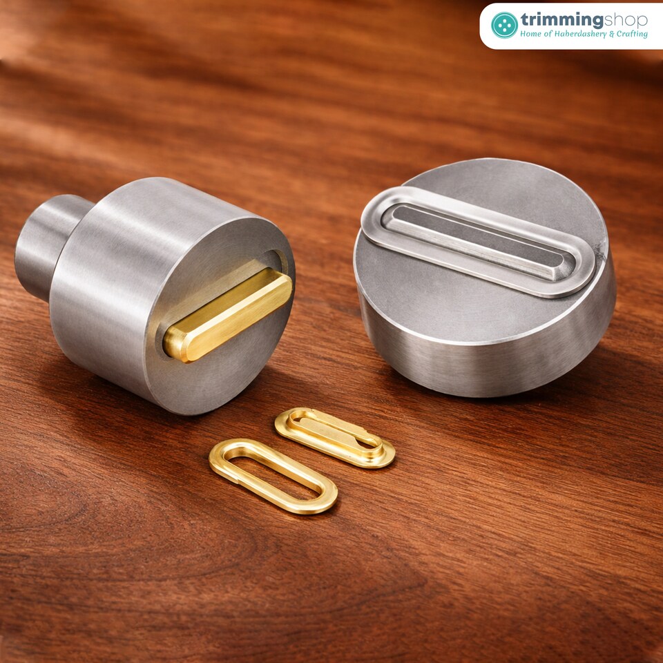 image 1 of Trimming Shop 15mm Oval Eyelet Grommet Fixing Dies Tool Set