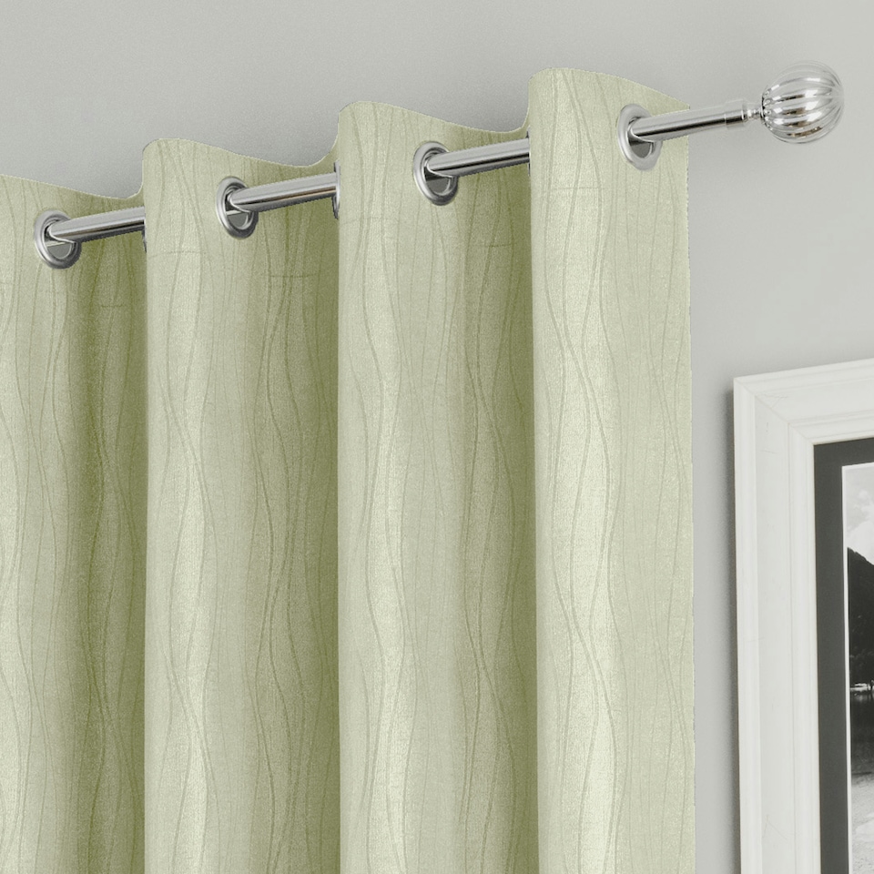 image 1 of Goodwood Green Curtains 46 x 54 inch (117 x 137 cm) Room Darkening Eyelet Thermal Noise Reducing Curtains for Bedroom and Living Room