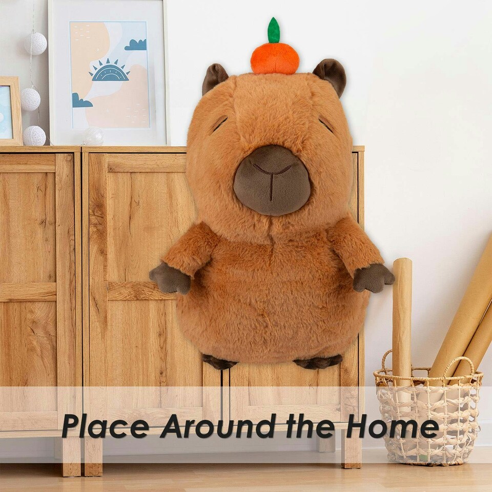 image 1 of Capybara Soft Toy Cute Plushie Huggable Cuddly Stuffed Toy 35cm Dark Brown