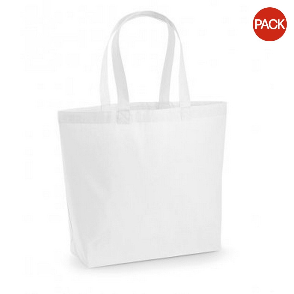 image 1 of Westford Mill Premium Cotton Maxi Tote Bag (Pack of 2) - White - One Size White