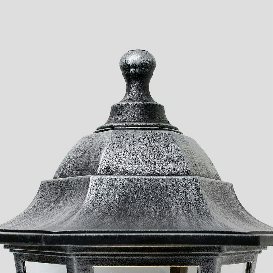 image 1 of ValueLights Mayfair Wall lantern Brushed Silver Lantern and LED Bulb