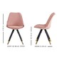 image 7 of Set of 2 Sofia Ergonomic Modern Dining Chairs Upholstered in Velvet, Metal Legs with Gold End Tips Pink