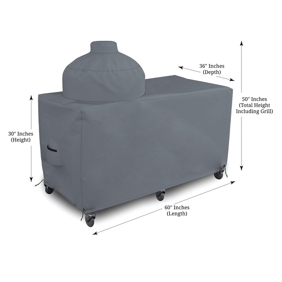 image 1 of Covers&All Big Egg Grill Cover, 12 Oz Waterproof UV & Weather Resistant, PVC Coated Outdoor Cover, 60 in L x 36 in D x 50 in H, Grey
