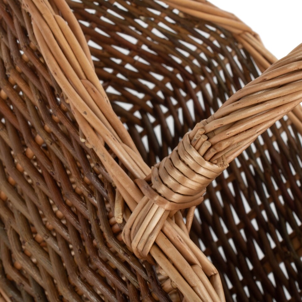 image 1 of Large Rectangular Unpeeled Willow Shopping Basket | Brown | Brown