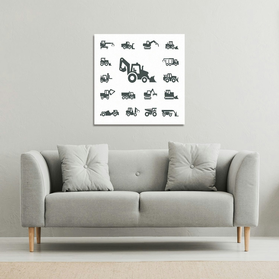 image 1 of Construction equipment (Canvas Print) 90 x 90 x 4cm