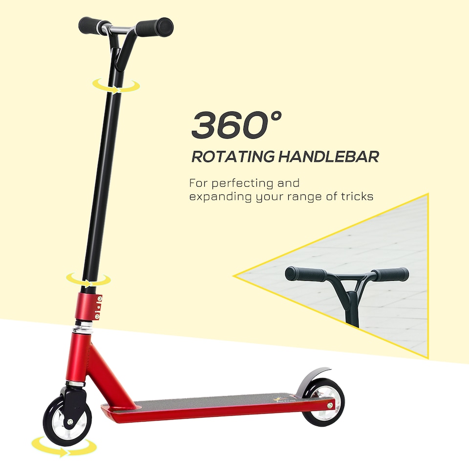 image 1 of HOMCOM Stunt Scooter Entry Level Tricks Scooter for 14+ Beginners, Red