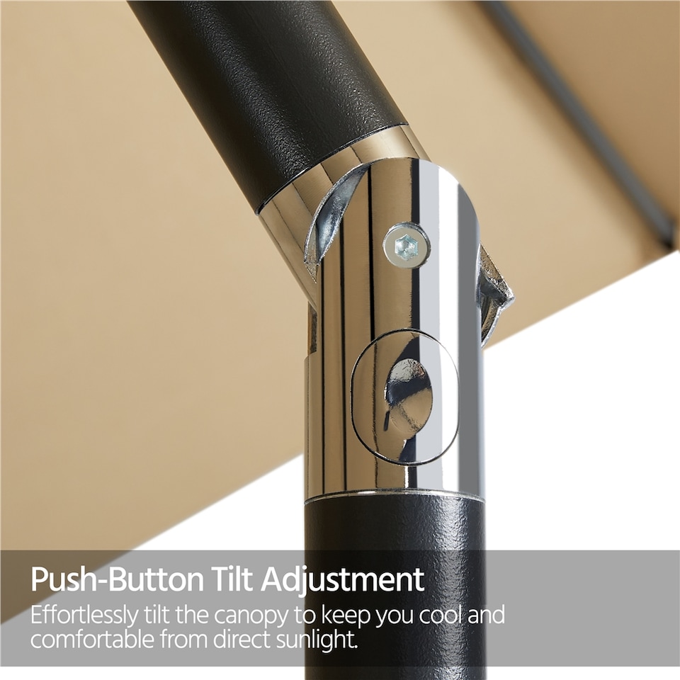 image 1 of Yaheetech 230 cm Patio Umbrella with 6 Ribs Push Button Tilt and Crank-Tan