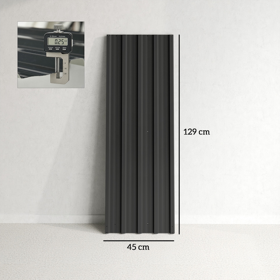 image 1 of Outsunny Pack of 12 Corrugated Metal Roofing Sheets for Greenhouse, Black