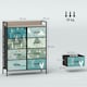 image 7 of HOMCOM 8-Drawer Chest of Drawers, Fabric Dresser with Open Shelf, Blue Blue | Black frame, wood-effect top