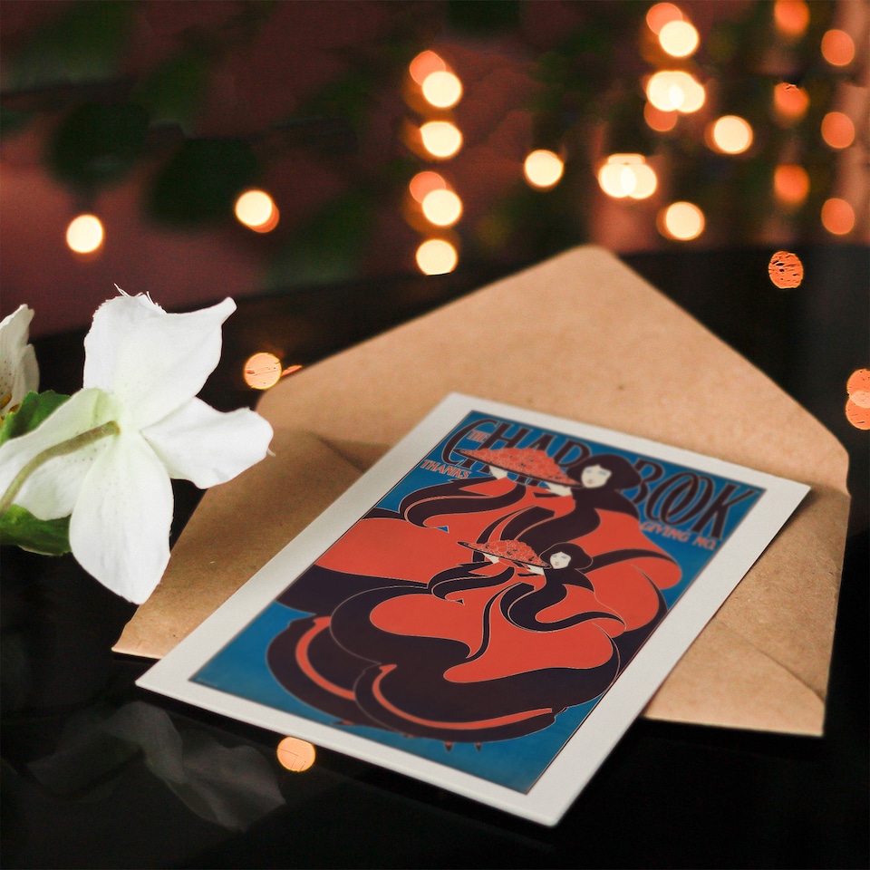 image 1 of W H Bradley The Chapbook Vintage Thanksgiving Cover Art Greeting Card