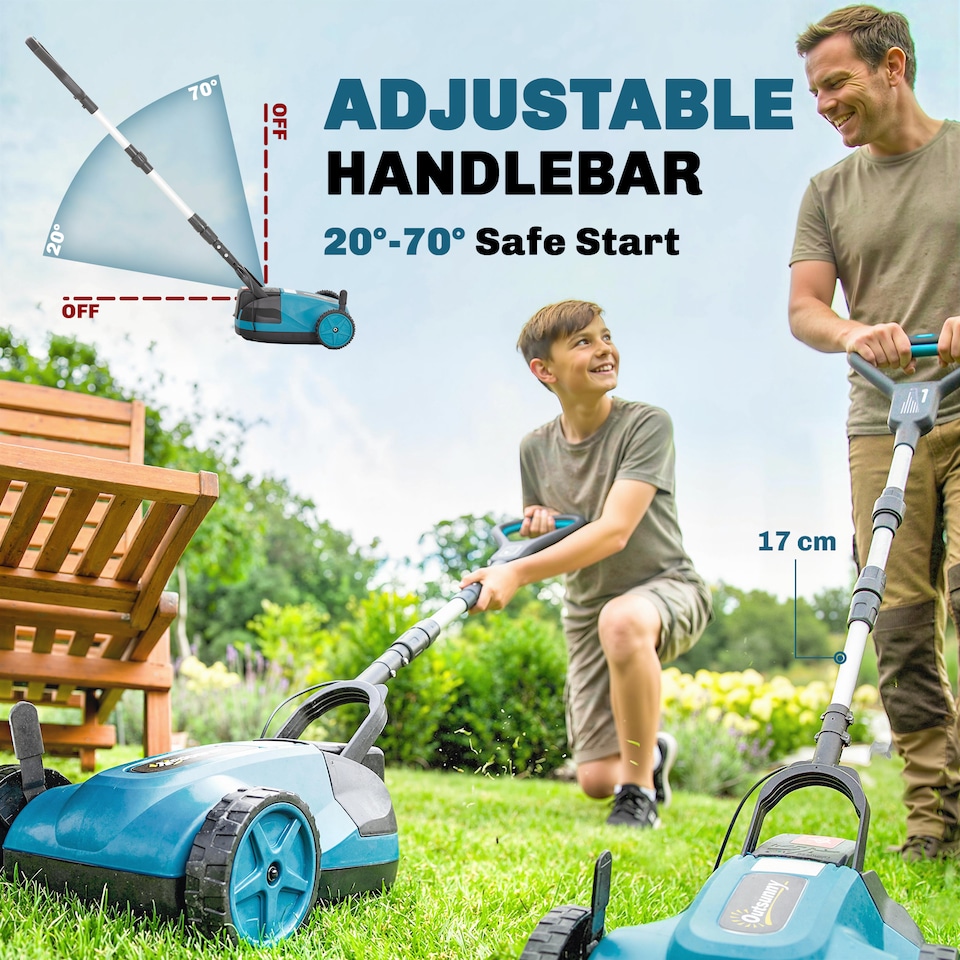 image 1 of Outsunny 18V Cordless Small Lawnmower with 2 x 4Ah Batteries & Charger