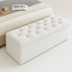 image 1 of 150cm Chesterfield Ottoman Storage Box, White Plush Velvet Upholstered Blanket Box, End of Bed Bench, Deep Storage Chest